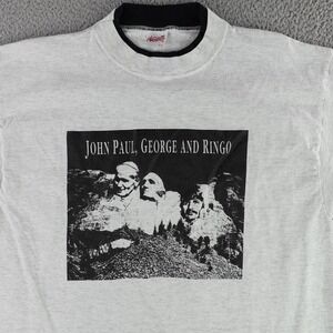 Beattles Graphic T-Shirt Mens XL Gray John Paul George Ringo Ringer USA Made 90s